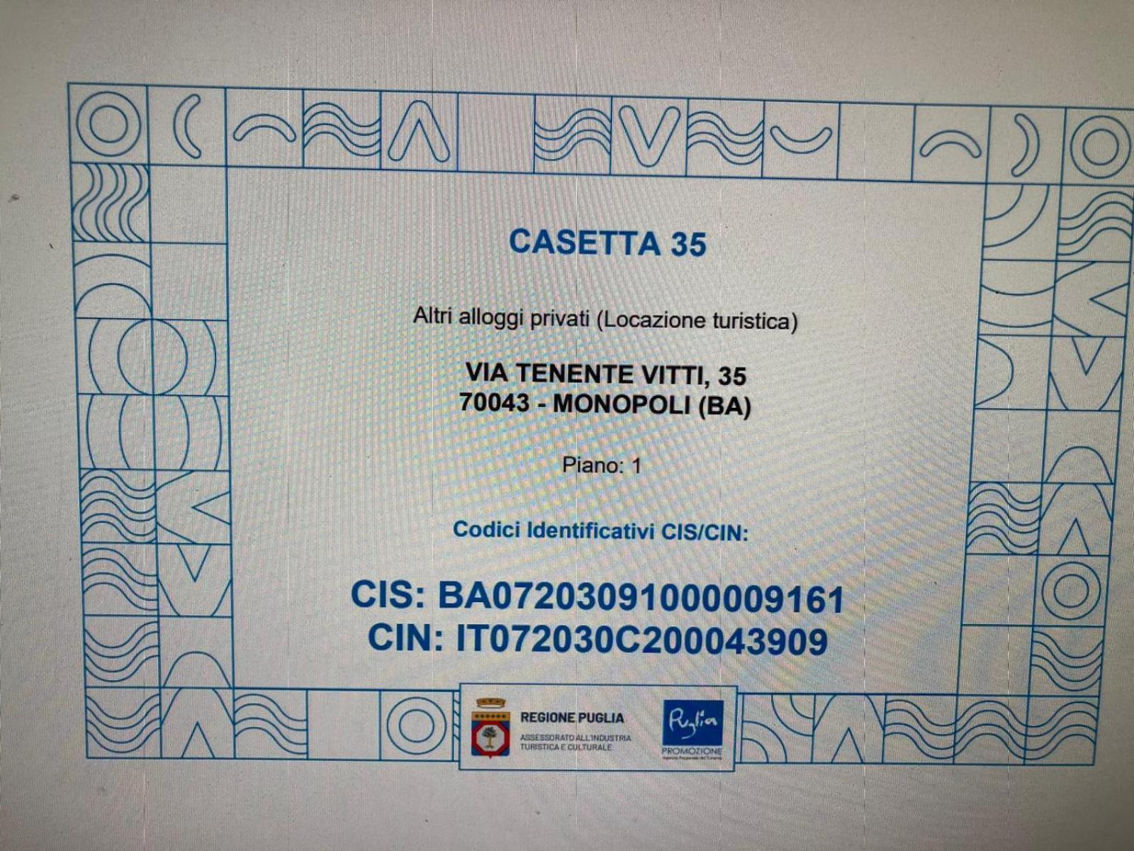 Casetta 35 Monopoli Eksteriør billede